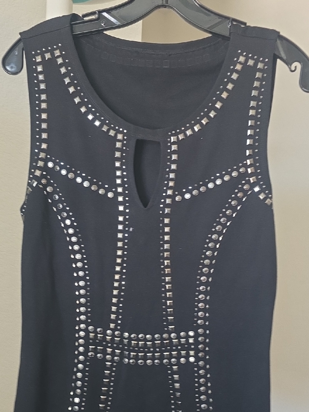 Studded Black Sleeveless Women's Dress